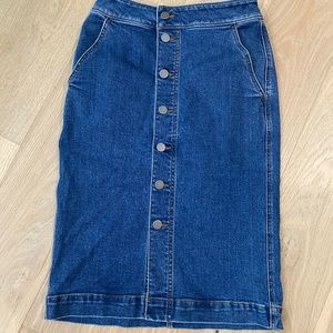 Loft Button Front Denim Skirt